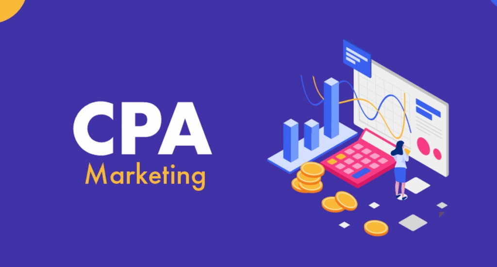 The word CPA Marketing on a purple background.